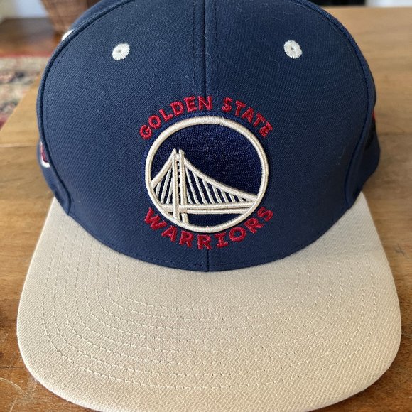 Mitchell & Ness Custom Blue/Red/Tan Flat Bill Cap - Golden State Warriors - Picture 2 of 6